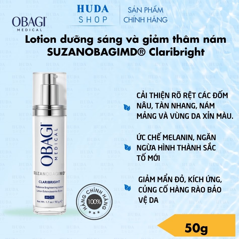 Lotion dưỡng sáng và giảm thâm nám SUZANOBAGIMD® Claribright – Giải pháp cải thiện sắc tố toàn diện