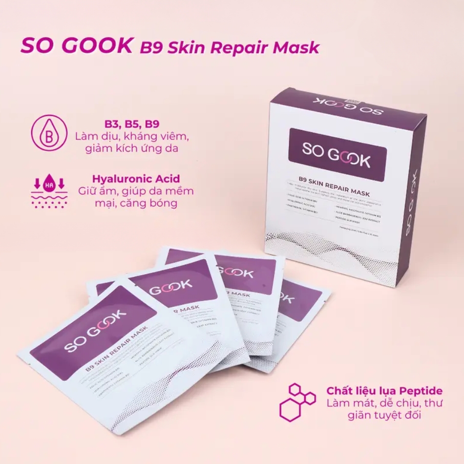 MẶT NẠ B9 SO GOOK SKIN REPAIR PHỤC HỒI, GIỮ ẨM, MÁT LẠNH LÀM DỊU DA 30ML