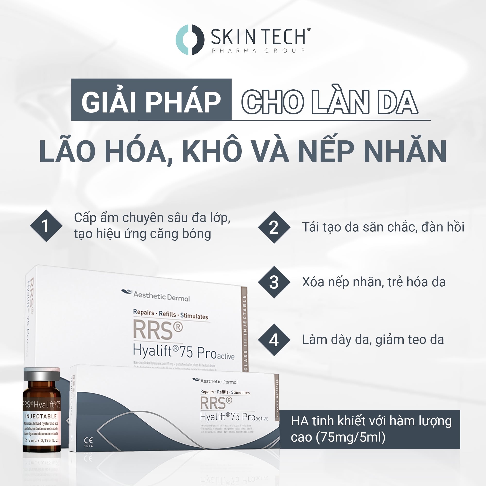 MESO CĂNG BÓNG DA RRS HYALIFT 75 SYRINGE SKIN TECH 3ML