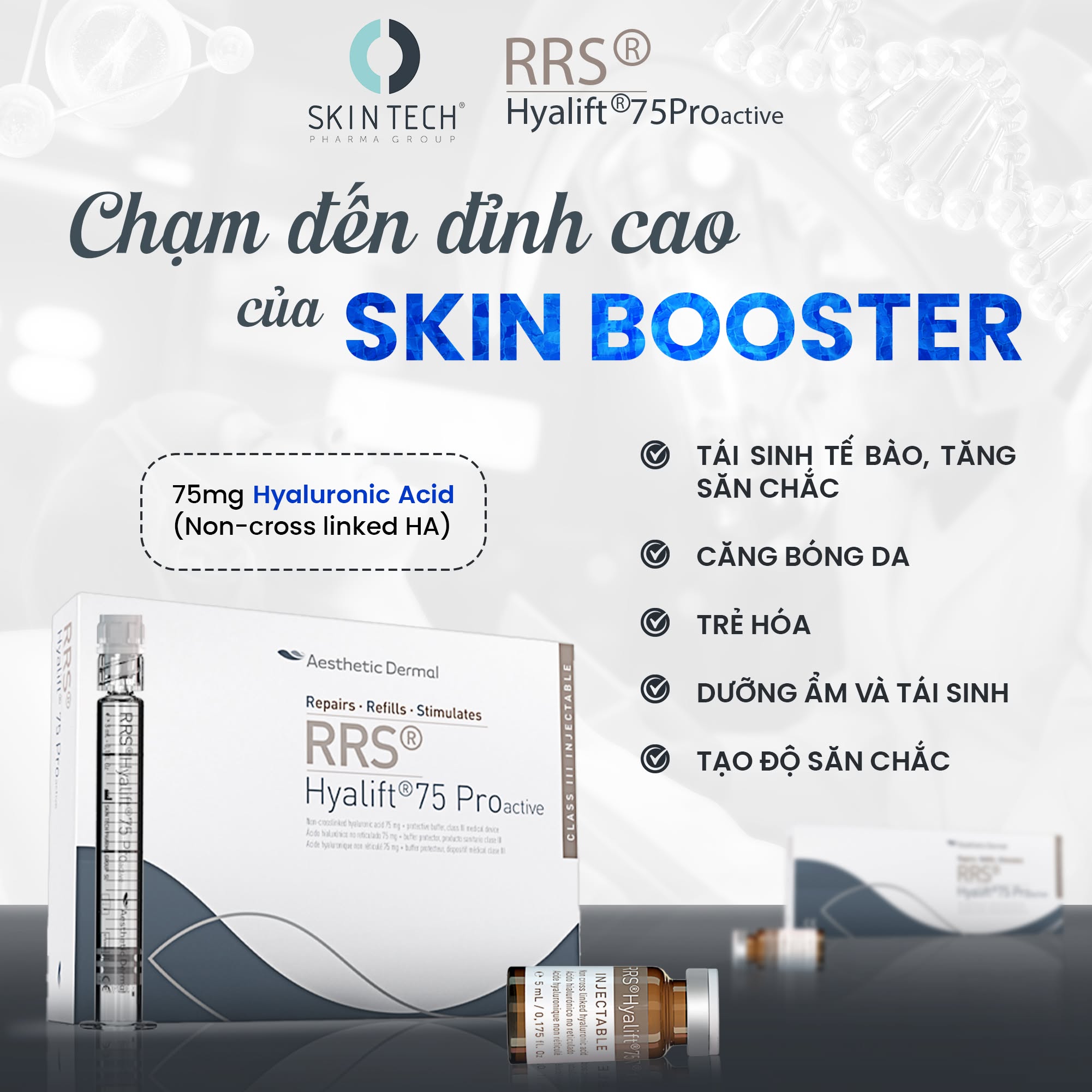 MESO CĂNG BÓNG DA RRS HYALIFT 75 SYRINGE SKIN TECH 3ML