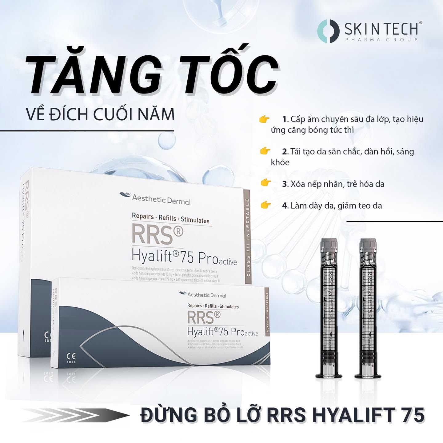 MESO CĂNG BÓNG DA RRS HYALIFT 75 SYRINGE SKIN TECH 3ML