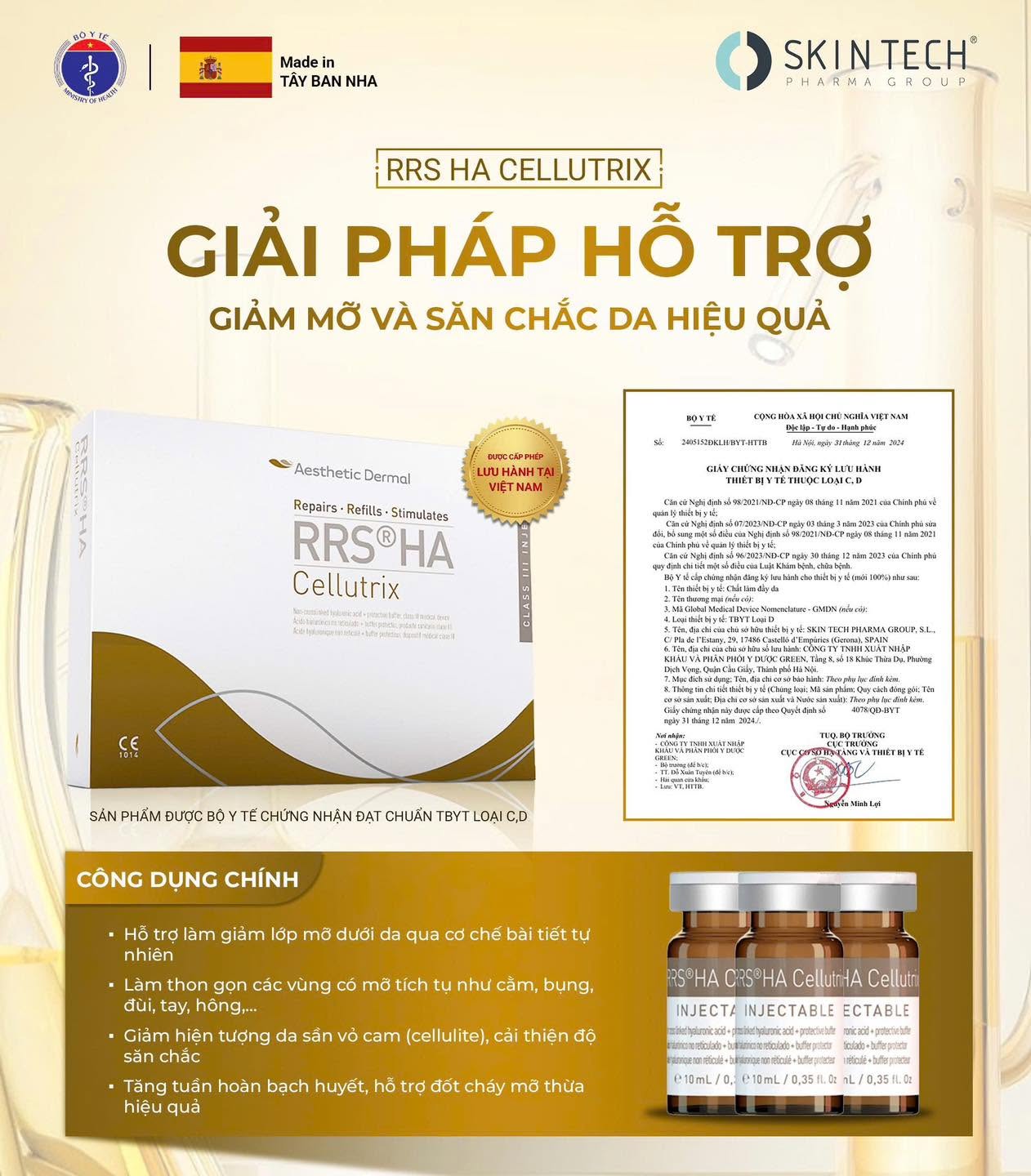 MESO GIẢM MỠ RRS® HA CELLUTRIX SKIN TECH 10ML- Lẻ 1 lọ