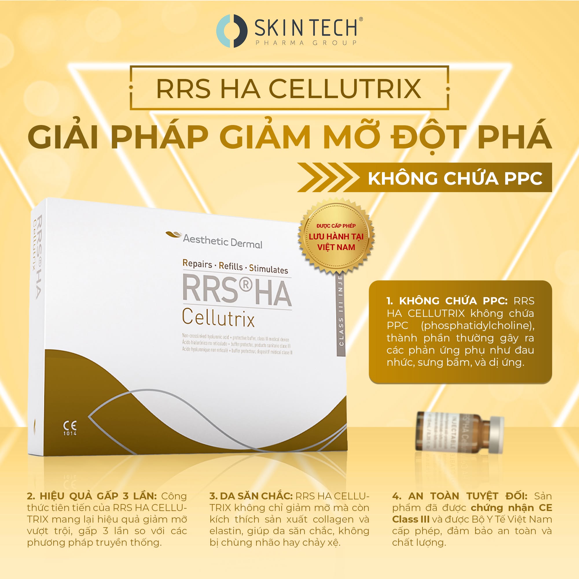 MESO GIẢM MỠ RRS® HA CELLUTRIX SKIN TECH 10ML- Lẻ 1 lọ