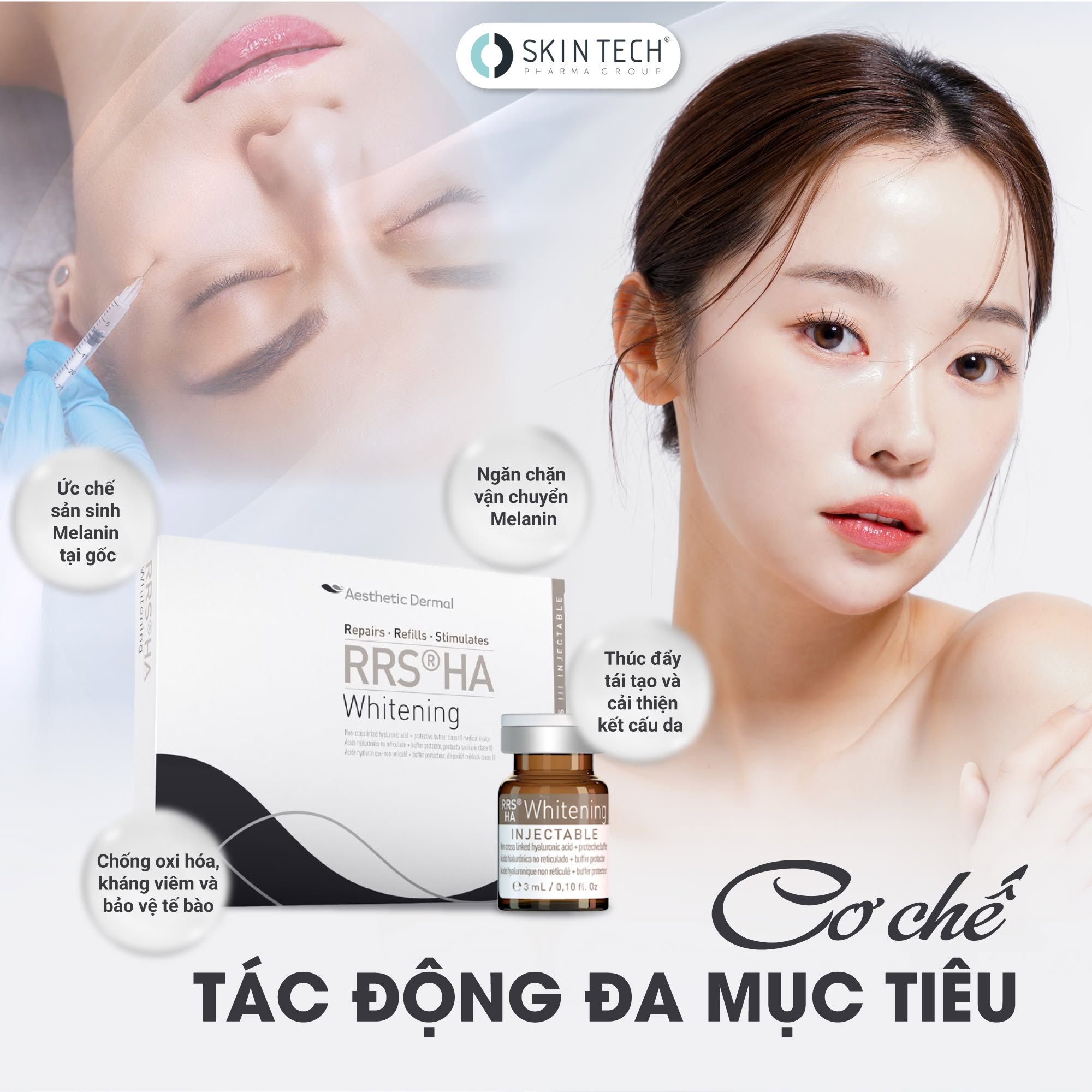 MESO SÁNG DA, MỜ NÁM RRS® HA WHITENING SKIN TECH 3ML