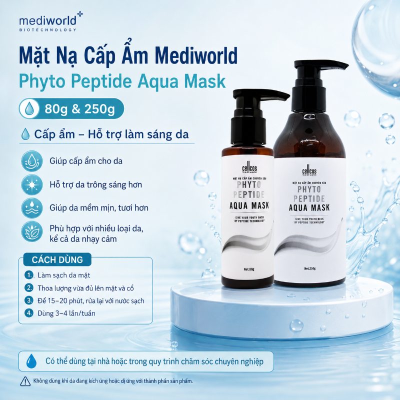 Mặt Nạ Cấp Ẩm Dưỡng Sáng, Phục Hồi Và Căng Bóng Da Mediworld Phyto Peptide Aqua Mask