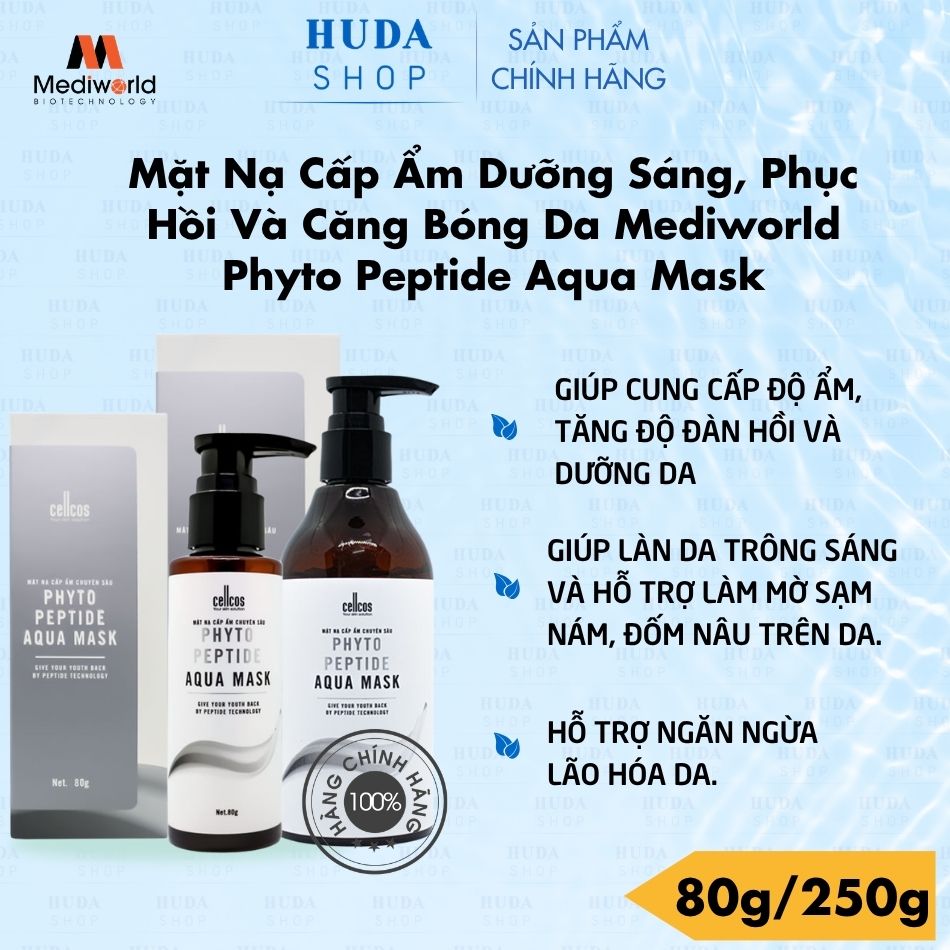 Mặt Nạ Cấp Ẩm Dưỡng Sáng, Phục Hồi Và Căng Bóng Da Mediworld Phyto Peptide Aqua Mask