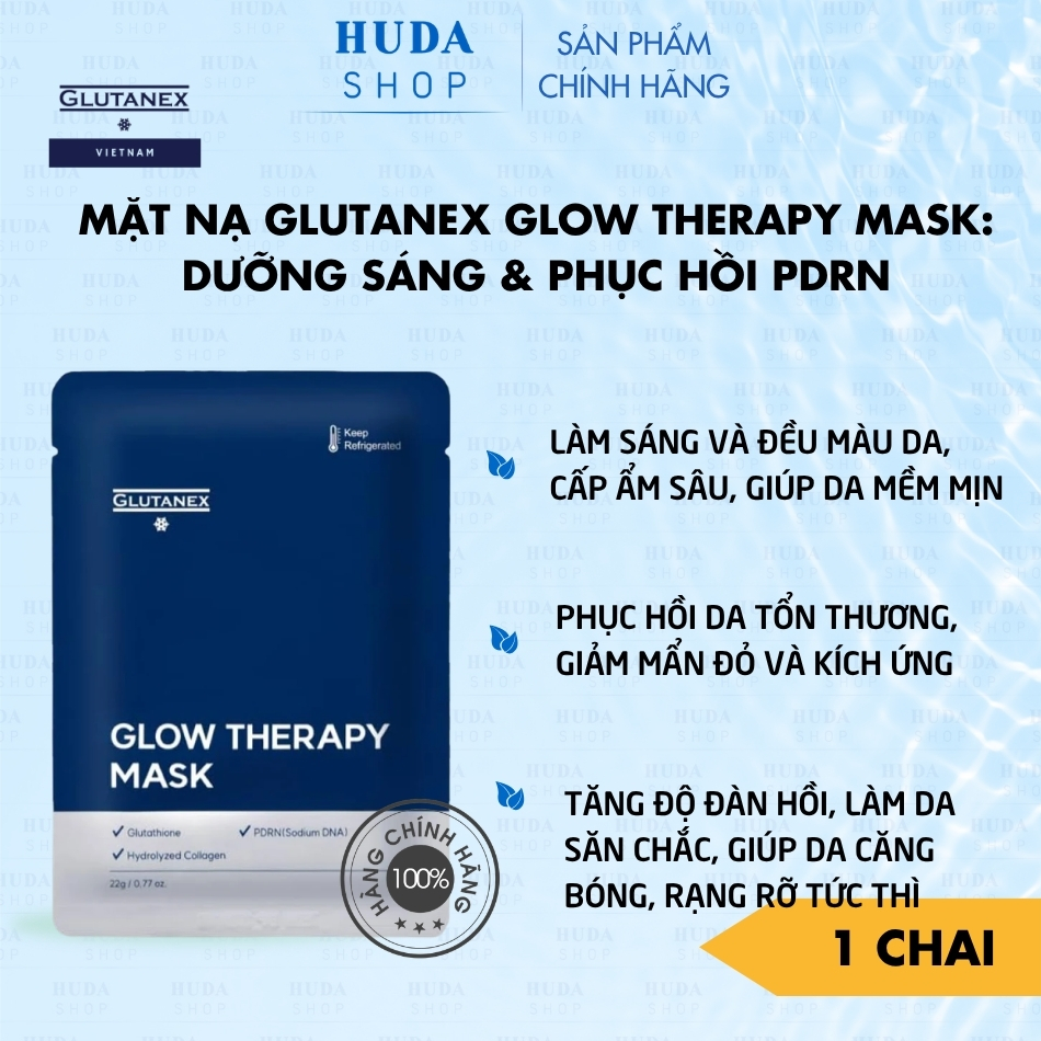 Mặt Nạ Glutanex Glow Therapy Mask: Dưỡng Sáng & Phục Hồi PDRN