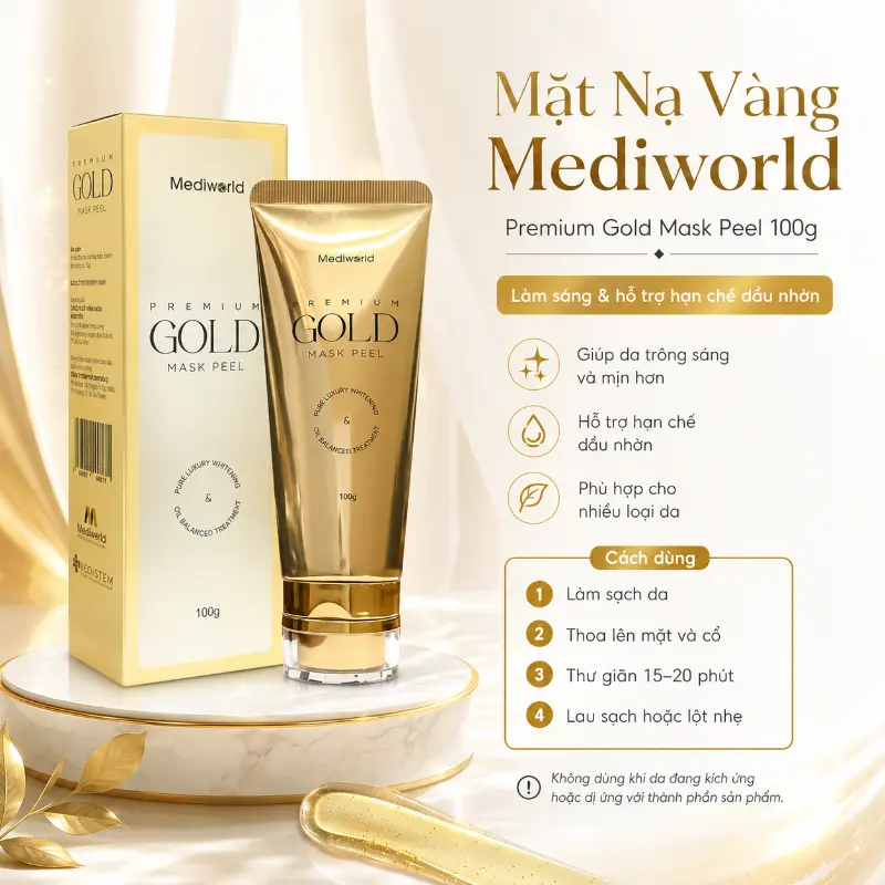 Mặt Nạ Vàng Peel Da Sáng Mịn, Kiểm Soát Dầu Mediworld Premium Gold Mask Peel