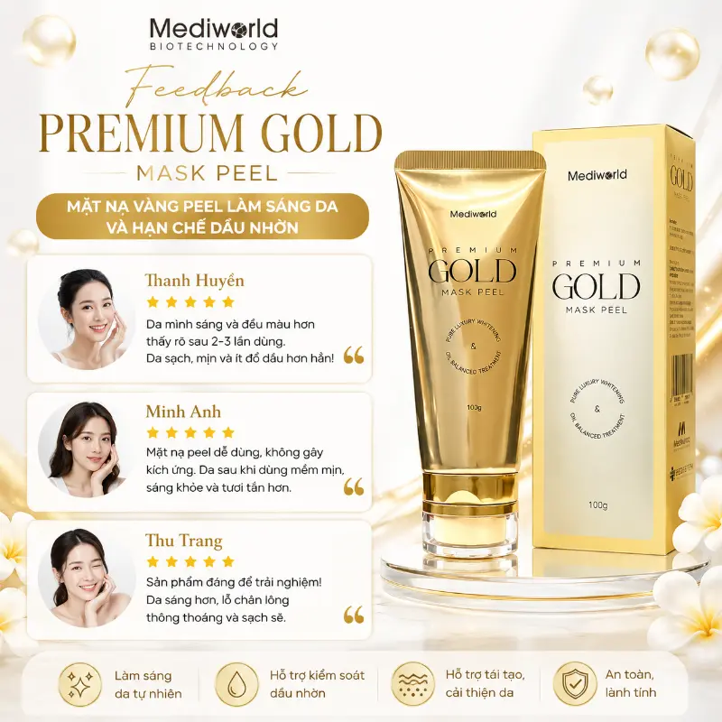Mặt Nạ Vàng Peel Da Sáng Mịn, Kiểm Soát Dầu Mediworld Premium Gold Mask Peel
