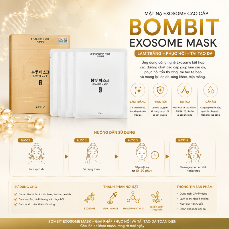 Mặt nạ Bombit Exosome làm trắng, phục hồi, tái tạo da