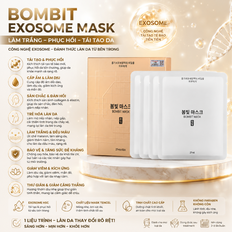Mặt nạ Bombit Exosome làm trắng, phục hồi, tái tạo da