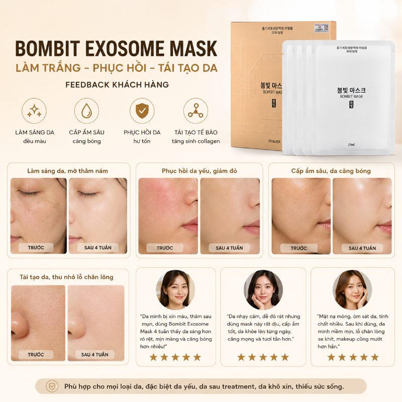 Mặt nạ Bombit Exosome làm trắng, phục hồi, tái tạo da