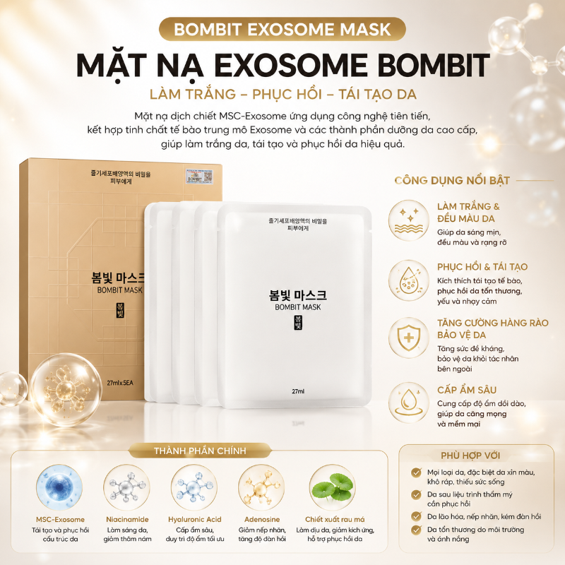 Mặt nạ Bombit Exosome làm trắng, phục hồi, tái tạo da