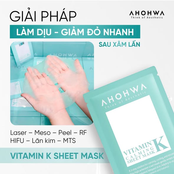 Mặt nạ giấy sinh học phục hồi vitamin K Ahohwa Vitamin K Calming Sheet Mask