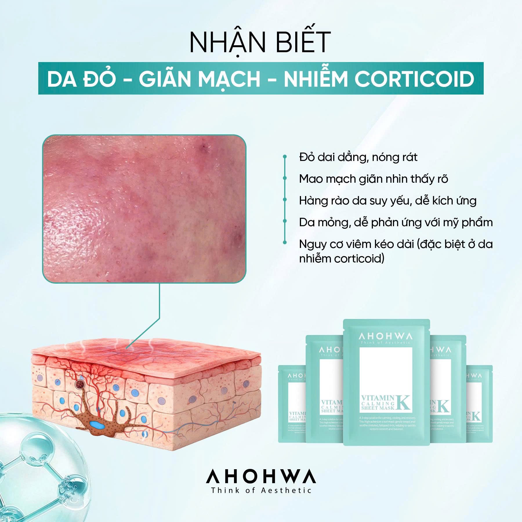 Mặt nạ giấy sinh học phục hồi vitamin K Ahohwa Vitamin K Calming Sheet Mask