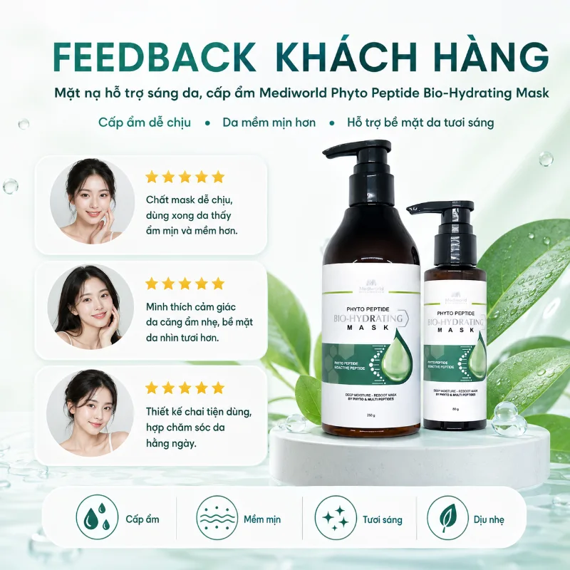 Mặt nạ hỗ trợ sáng da MEDIWORLD PHYTO PEPTIDE BIO-HYDRATING MASK