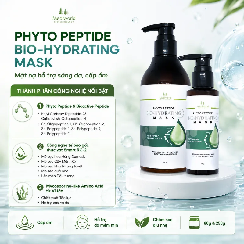 Mặt nạ hỗ trợ sáng da MEDIWORLD PHYTO PEPTIDE BIO-HYDRATING MASK