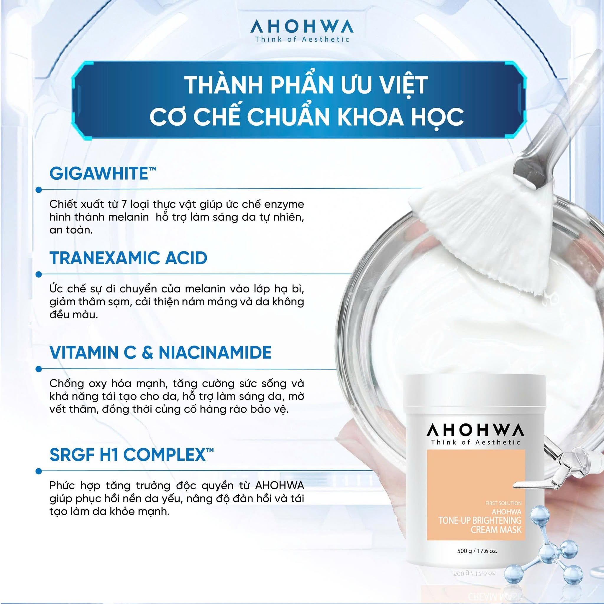 Mặt nạ ủ trắng dạng kem Ahohwa First Solution Tone-Up Brightening Cream Mask