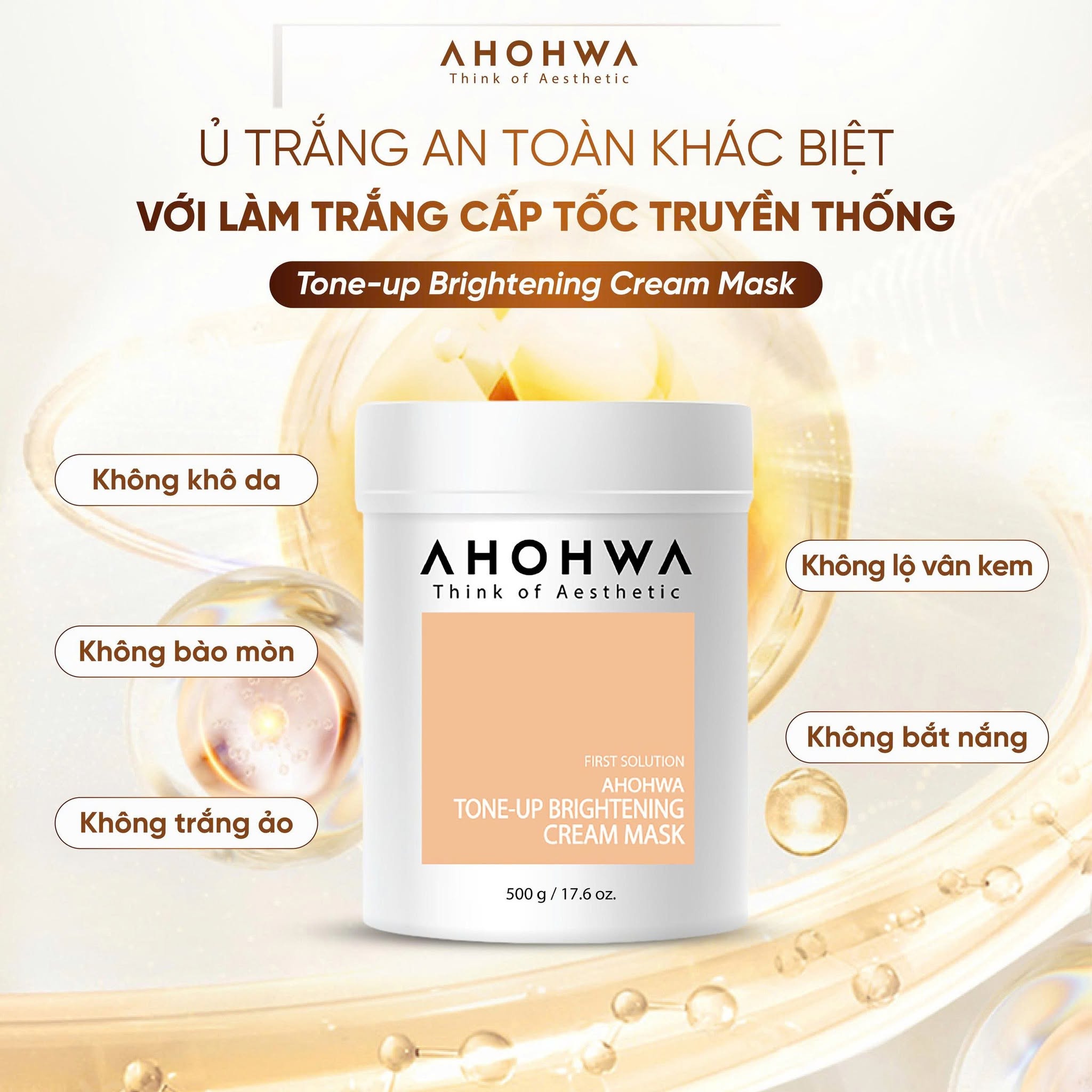 Mặt nạ ủ trắng dạng kem Ahohwa First Solution Tone-Up Brightening Cream Mask