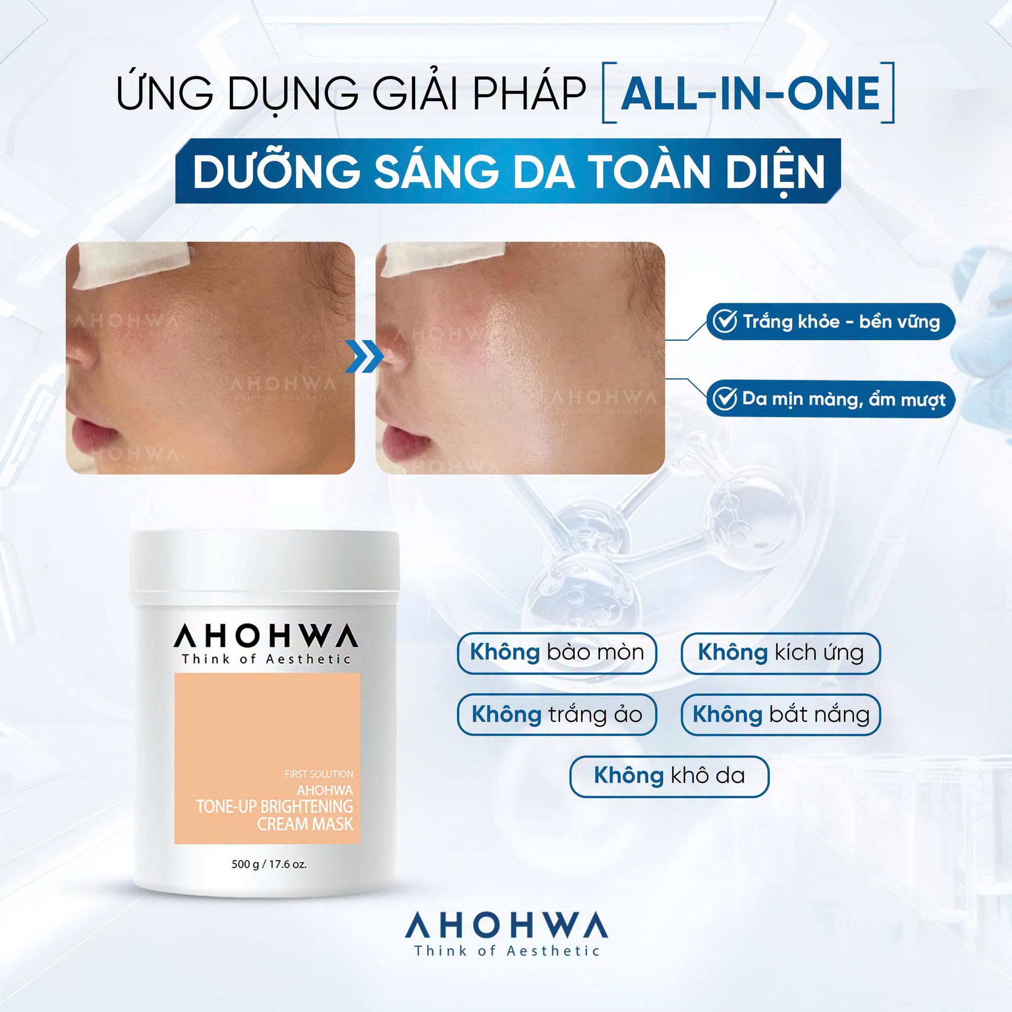 Mặt nạ ủ trắng dạng kem Ahohwa First Solution Tone-Up Brightening Cream Mask