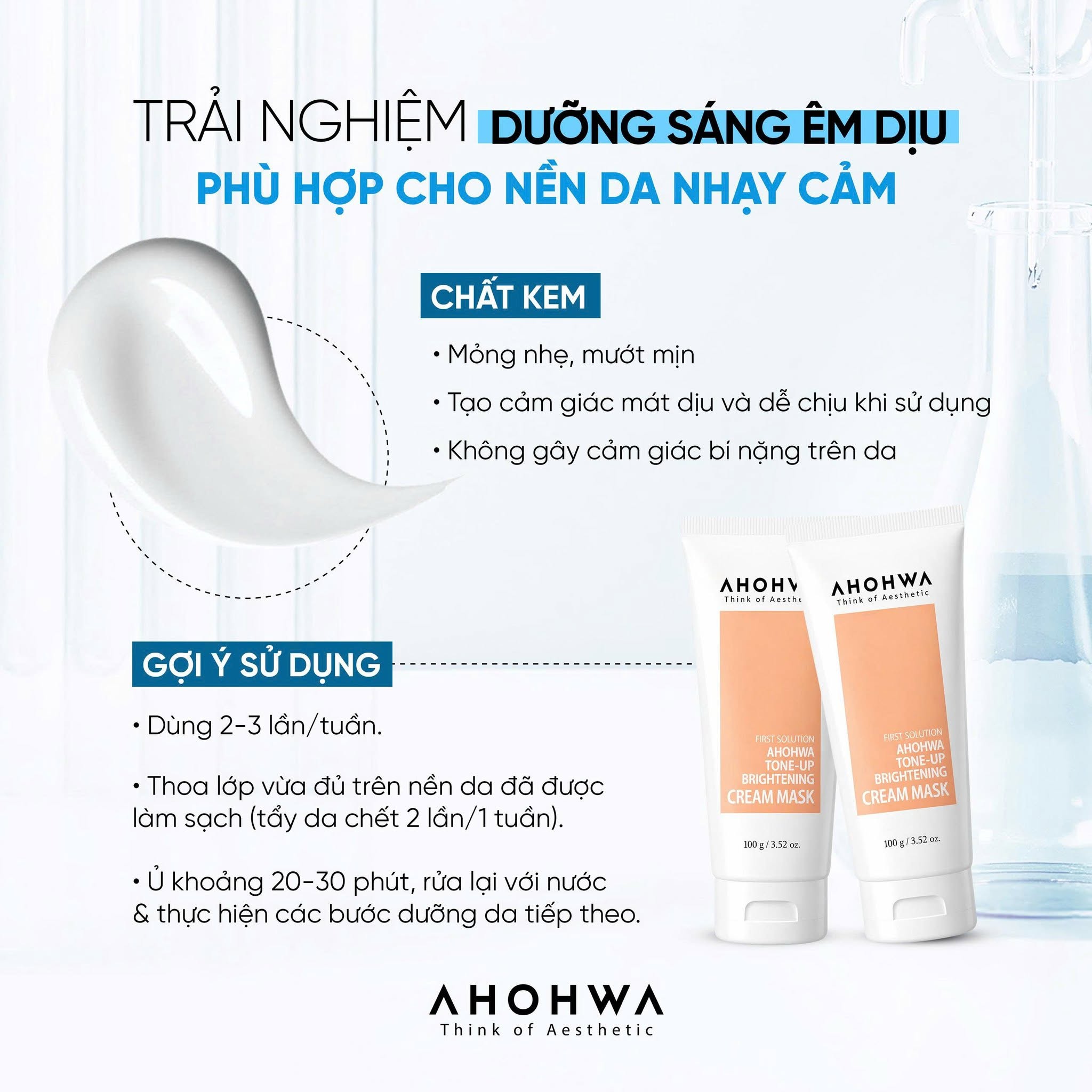 Mặt nạ ủ trắng dạng kem Ahohwa First Solution Tone-Up Brightening Cream Mask