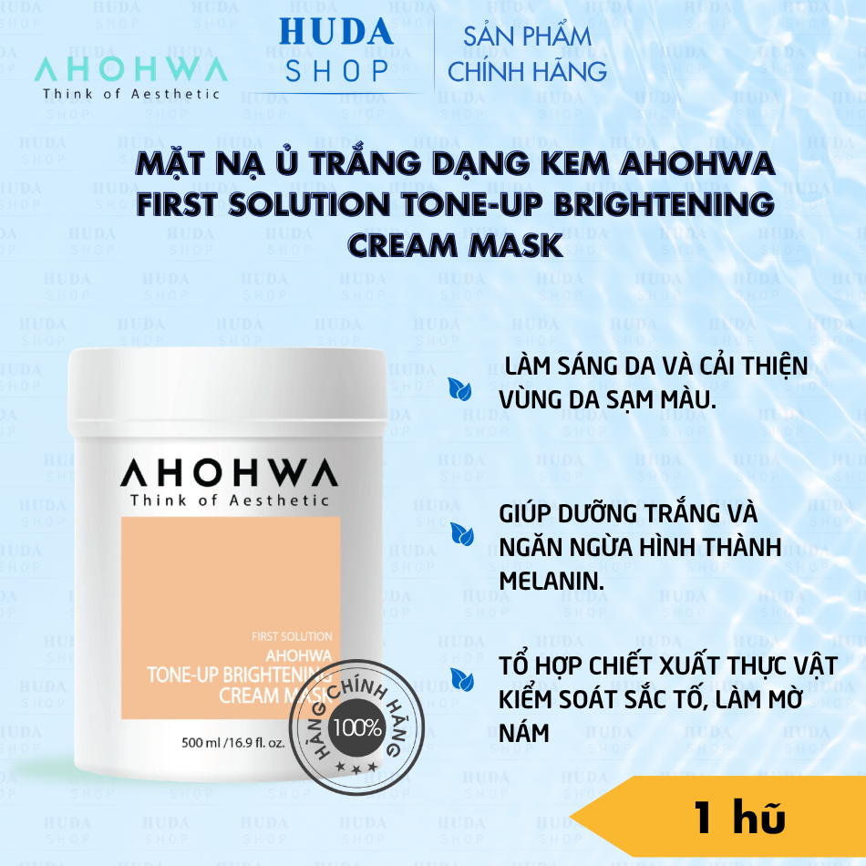 Mặt nạ ủ trắng dạng kem Ahohwa First Solution Tone-Up Brightening Cream Mask