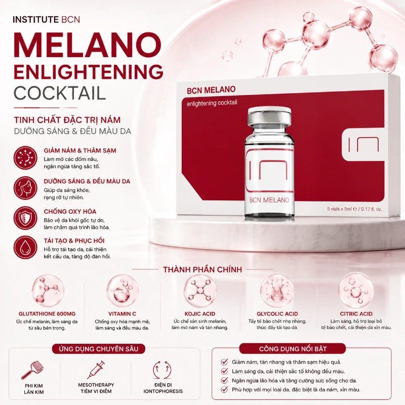 Tinh chất hỗ trợ giảm nám, thâm sạm, làm sáng da Melano Enlightening Cocktail BCN Tây Ban Nha