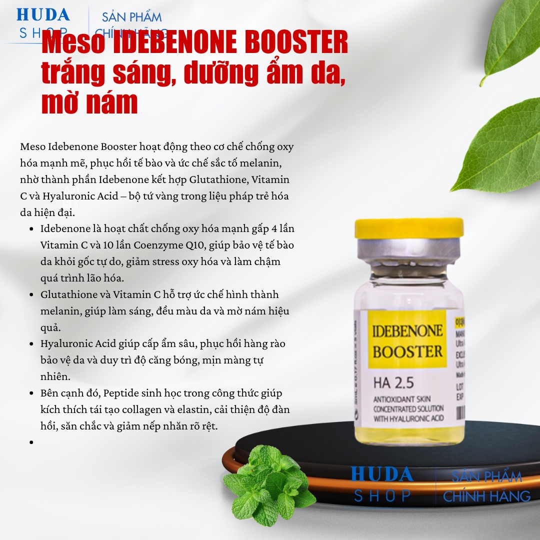 Meso IDEBENONE BOOSTER trắng sáng, dưỡng ẩm da, mờ nám