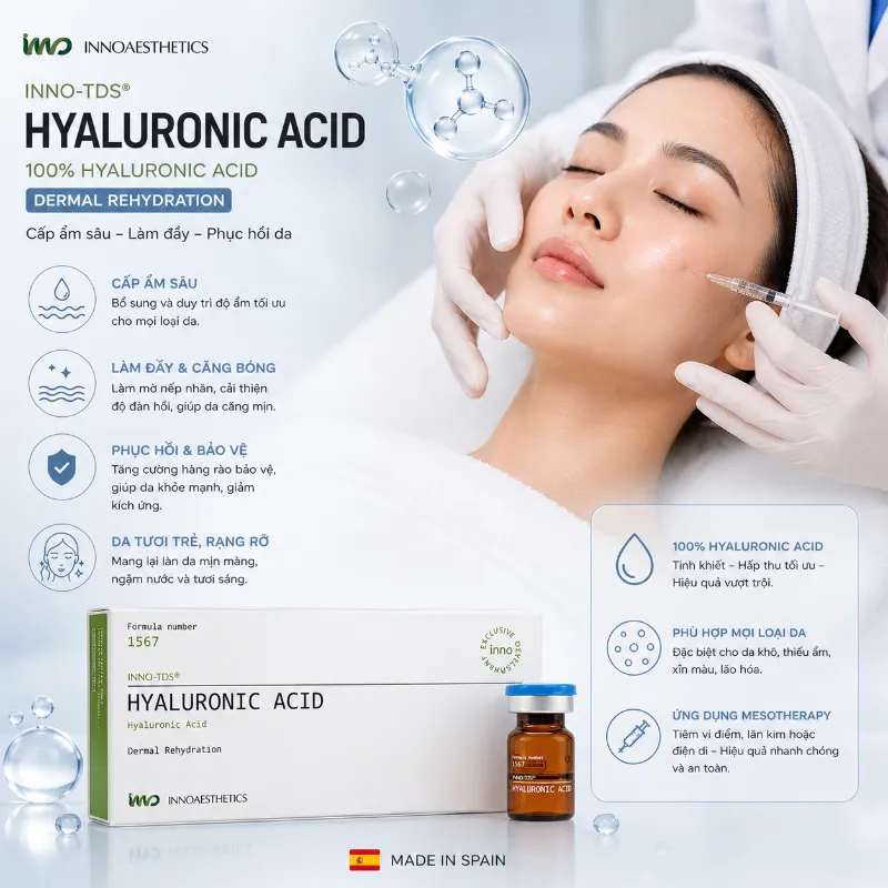Meso Innoaesthetics Hyaluronic Acid – Hoạt Chất Cấp Ẩm, Làm Đầy Và Căng Bóng Da 2.5ml