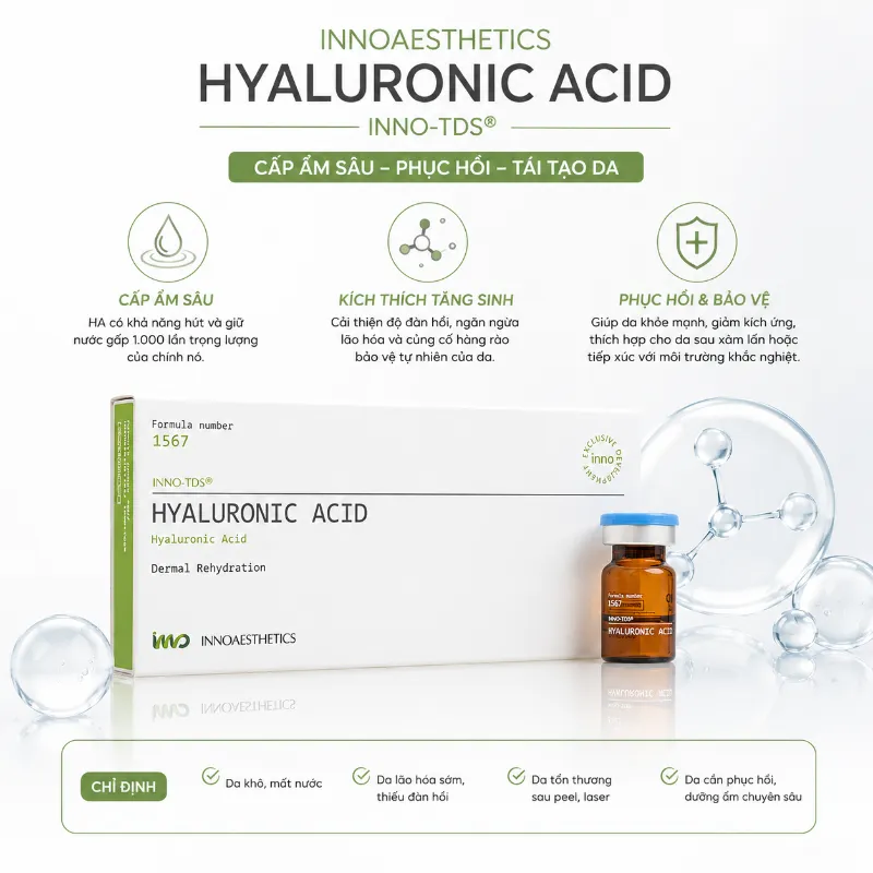 Meso Innoaesthetics Hyaluronic Acid – Hoạt Chất Cấp Ẩm, Làm Đầy Và Căng Bóng Da 2.5ml