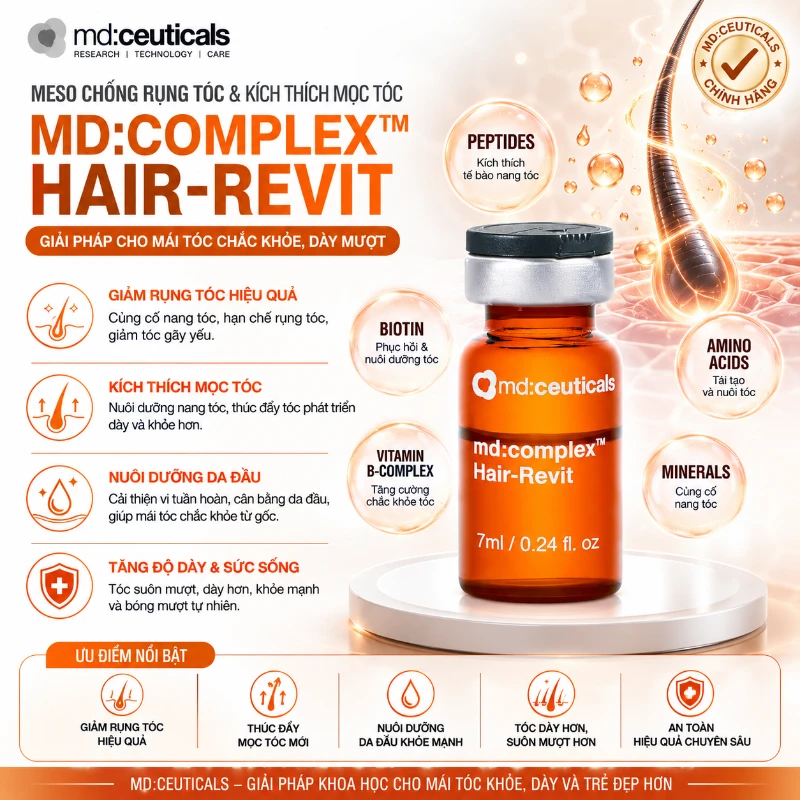 Meso chống rụng tóc & Kích thích mọc tóc Md:Complex Hair-Revit MD: Ceuticals 7ml