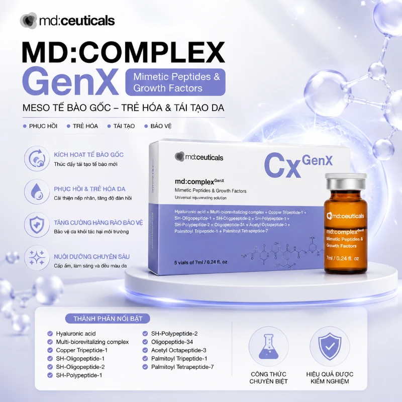 Meso tế bào gốc Md:Complex Genx Mimetic Peptide & Growth Factors MD: Ceuticals 7ml
