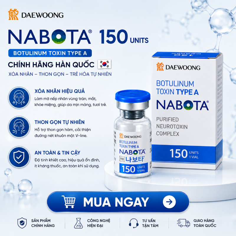 Nabota 150 Units Hàn Quốc – Botulinum Toxin Type A Hỗ Trợ Xóa Nếp Nhăn, Gọn Đường Nét
