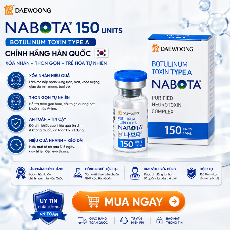 Nabota 150 Units Hàn Quốc – Botulinum Toxin Type A Hỗ Trợ Xóa Nếp Nhăn, Gọn Đường Nét