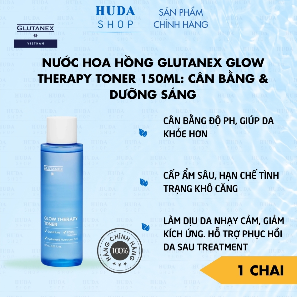 Nước Hoa Hồng Glutanex Glow Therapy Toner 150ml: Cân Bằng & Dưỡng Sáng