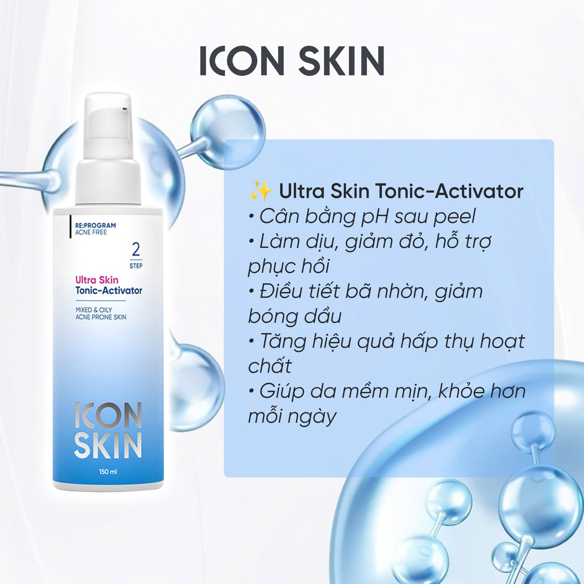Nước cân bằng cho da dầu, da hỗn hợp Icon Skin Ultra Skin Tonic-Activator