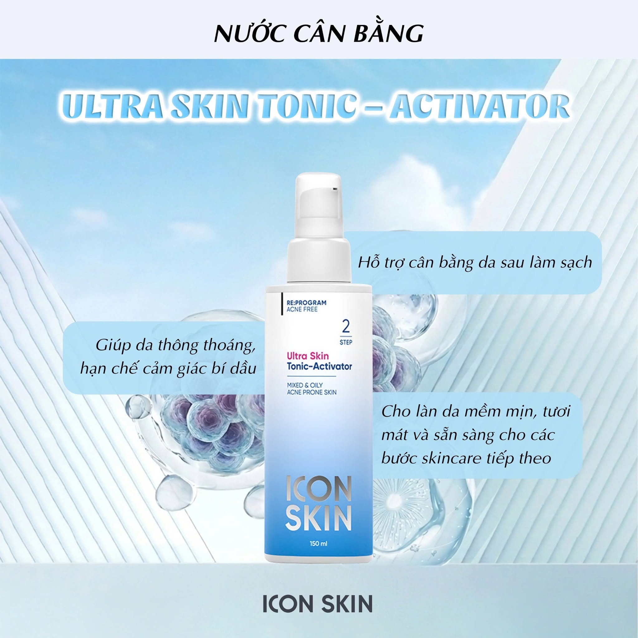 Nước cân bằng cho da dầu, da hỗn hợp Icon Skin Ultra Skin Tonic-Activator