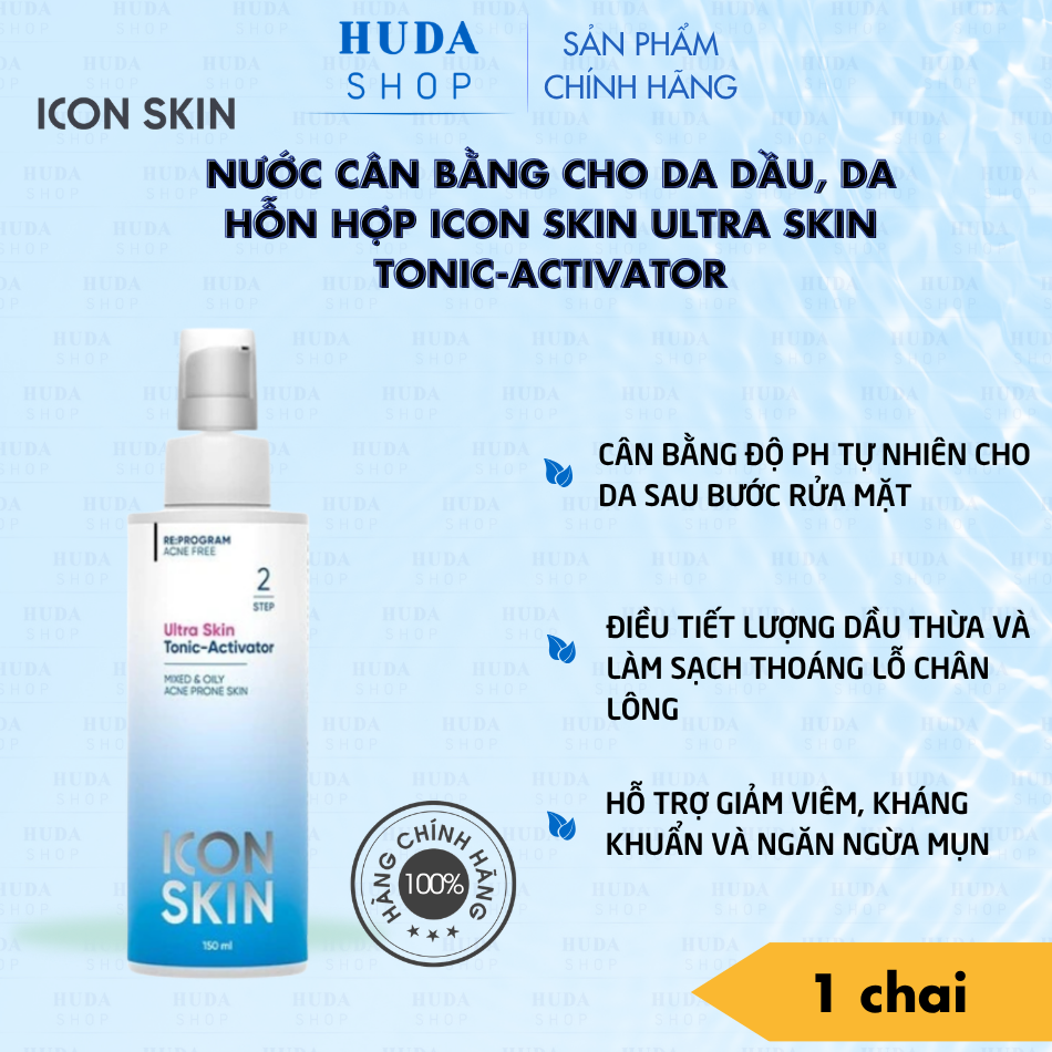Nước cân bằng cho da dầu, da hỗn hợp Icon Skin Ultra Skin Tonic-Activator