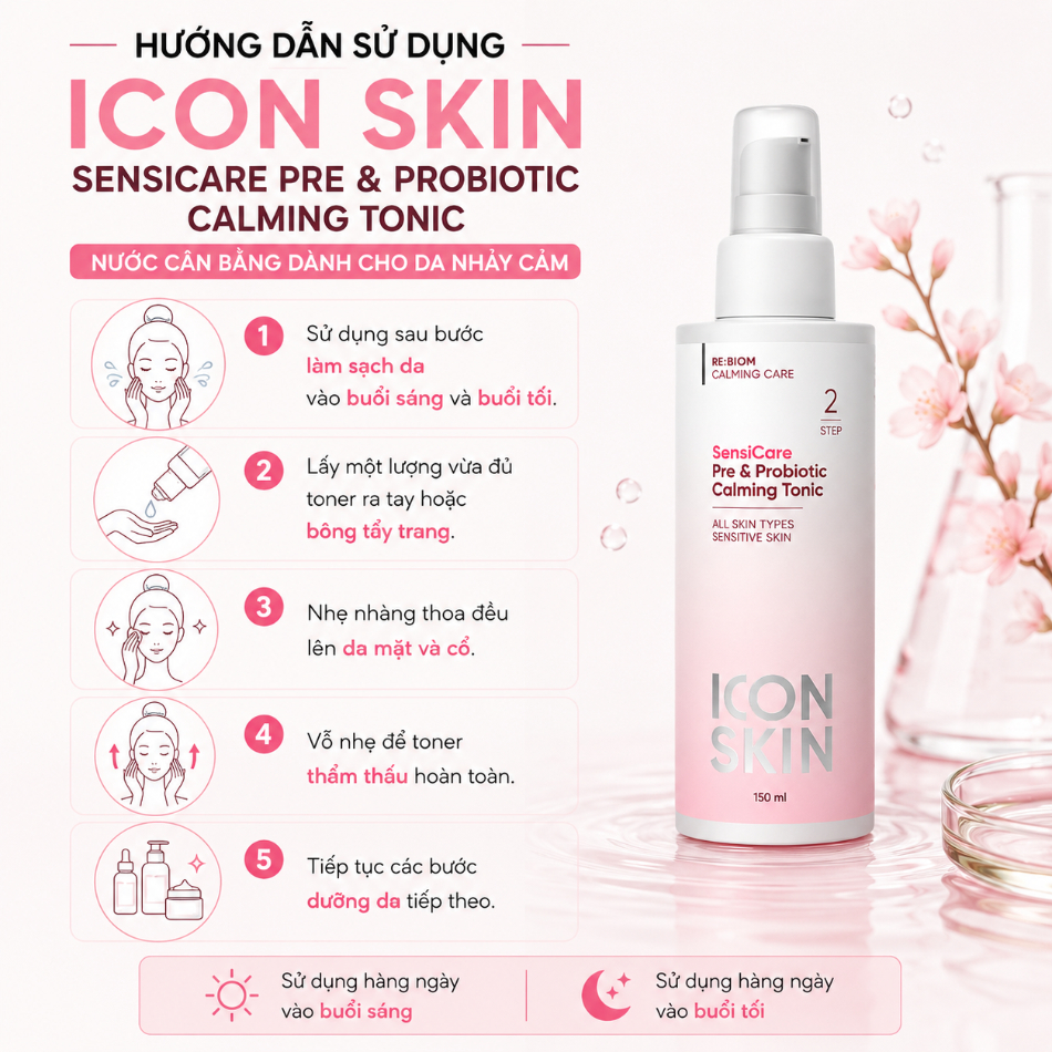 Nước cân bằng cho da nhạy cảm Icon Skin SensiCare Pre & Probiotic Calming Tonic