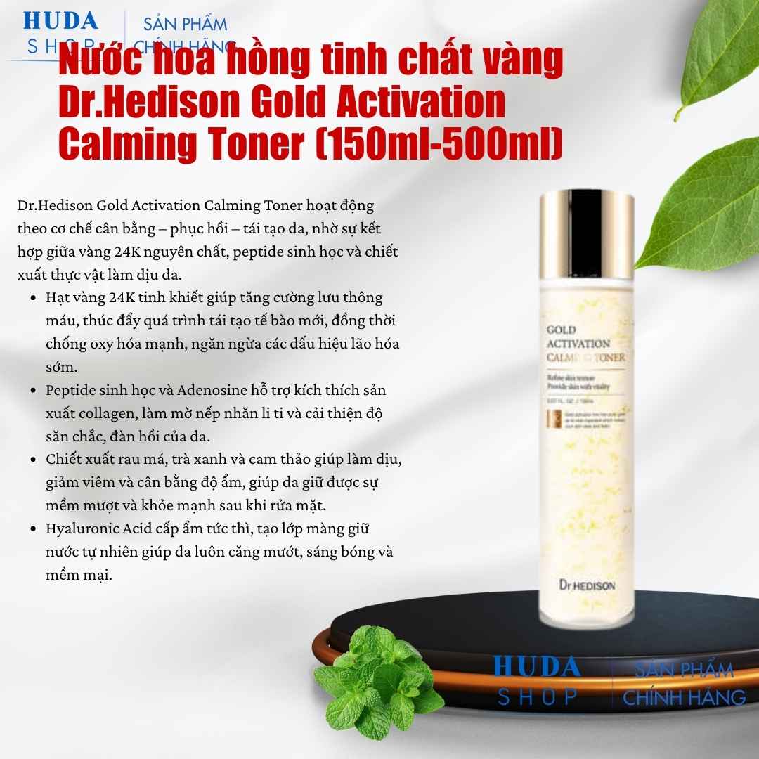 Nước hoa hồng tinh chất vàng Dr.Hedison Gold Activation Calming Toner (150ml-500ml)