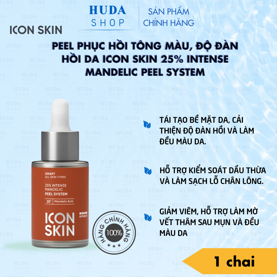 Peel phục hồi tông màu, độ đàn hồi da Icon Skin 25% Intense Mandelic Peel System