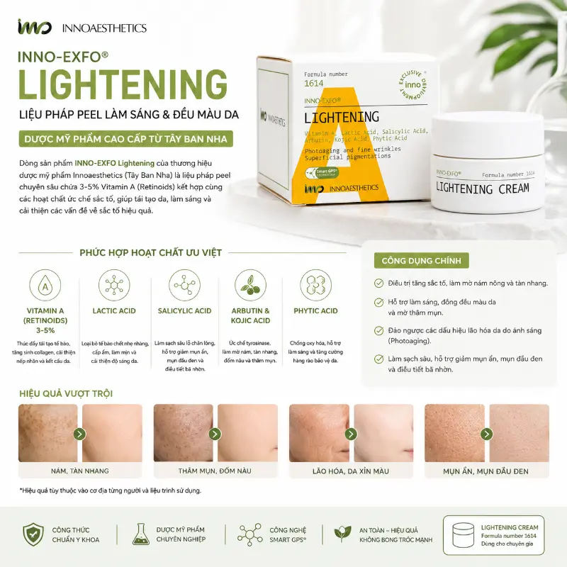 Peel hỗ trợ cải thiện mụn ẩn, mụn đầu đen, trẻ hóa da Lightening Innoaesthetics