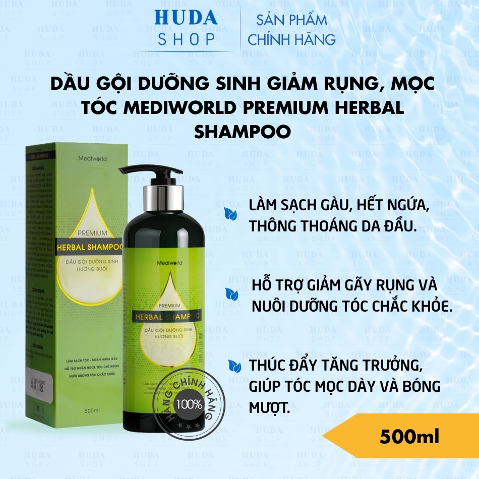 Dầu Gội Dưỡng Sinh Giảm Rụng, Mọc Tóc Mediworld Premium Herbal Shampoo