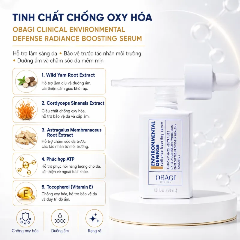 Serum Chống Oxy Hóa Obagi Clinical Environmental Defense Radiance Boosting Serum 30ml