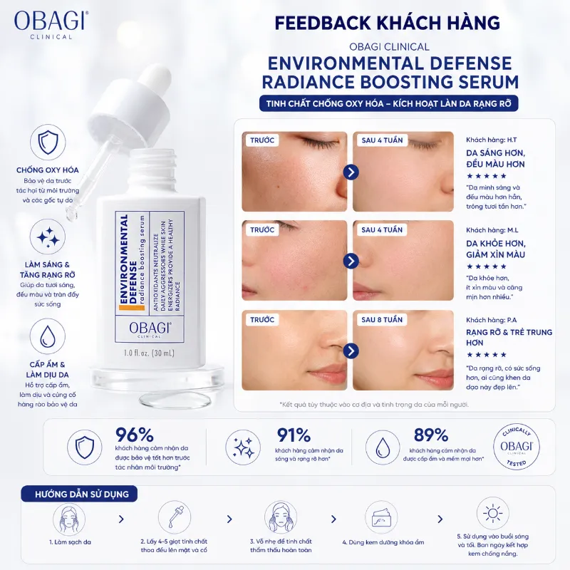 Serum Chống Oxy Hóa Obagi Clinical Environmental Defense Radiance Boosting Serum 30ml