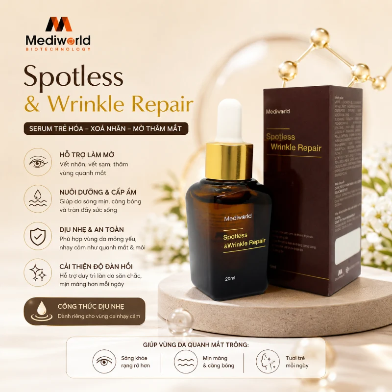 Serum Mờ Thâm Mắt, Giảm Bọng Mắt & Nếp Nhăn Mediworld Spotless & Wrinkle Repair 20ml