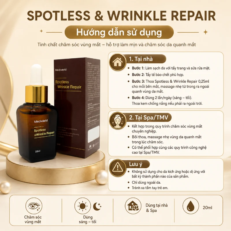 Serum Mờ Thâm Mắt, Giảm Bọng Mắt & Nếp Nhăn Mediworld Spotless & Wrinkle Repair 20ml
