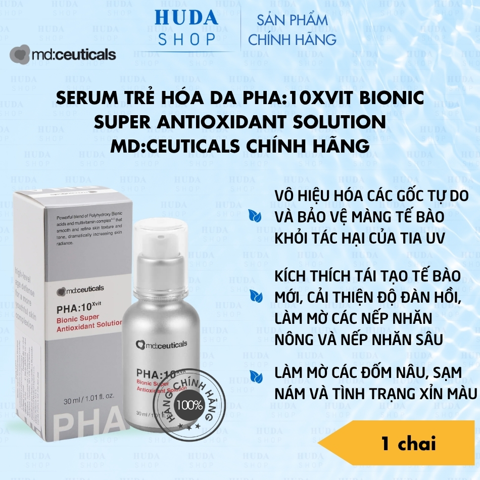 Serum Trẻ Hóa Da PHA:10XVIT Bionic Super Antioxidant Solution MD:Ceuticals Chính Hãng