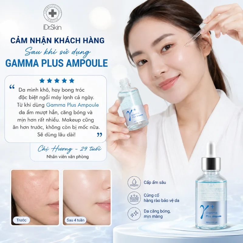 Serum cấp ẩm căng bóng da Idr.Skin Gamma Plus Ampoule 50ml