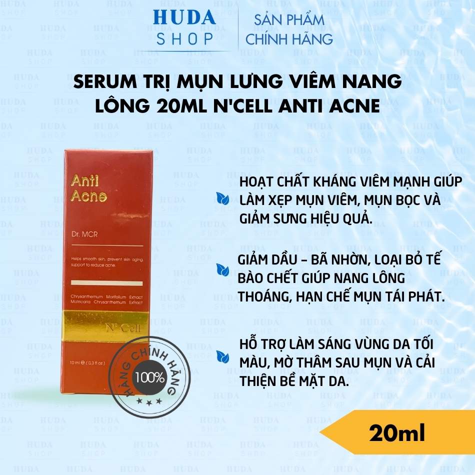 Serum trị mụn lưng viêm nang lông 20ML N'Cell Anti Acne